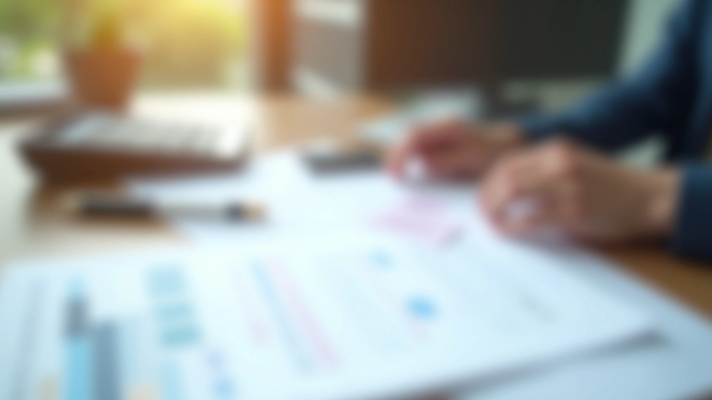 Bank statements and reconciliation documents with calculator on workspace